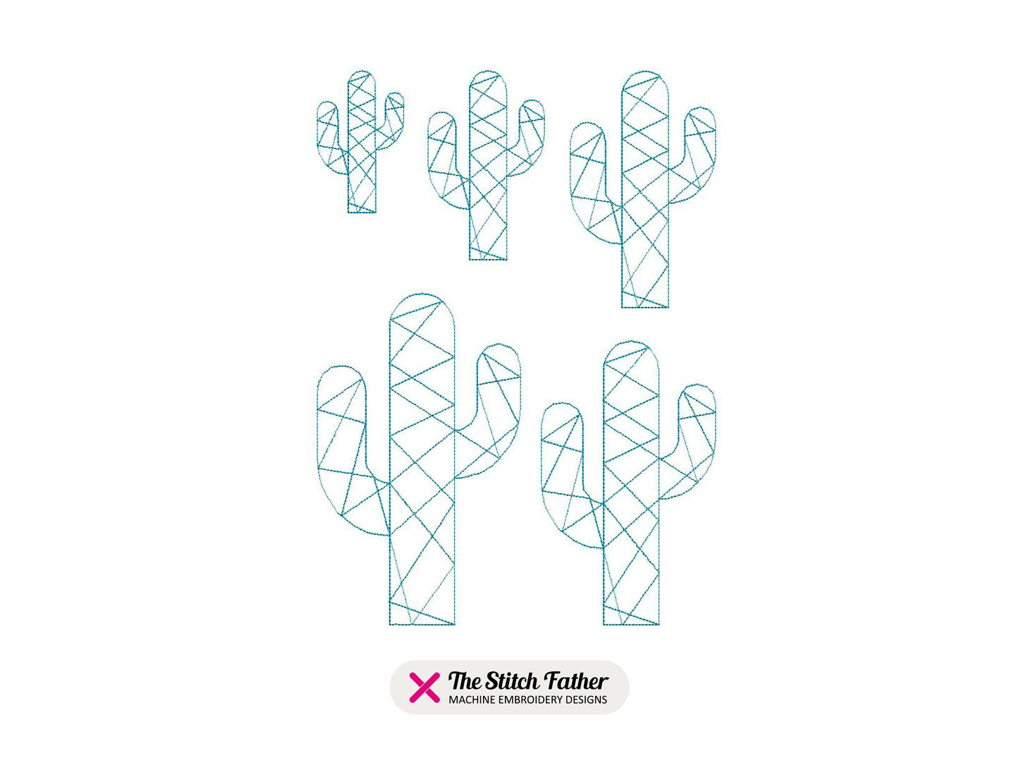 Cactus Origami – Mini Indian Cactus Boho Running Stitch Embroidery - INSTANT DOWNLOAD embroidery digital file - 5 sizes