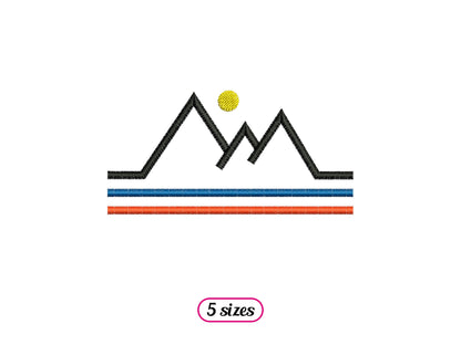 Striped Mountains with Sun Logo
