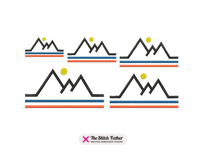 Striped Mountains with Sun Logo