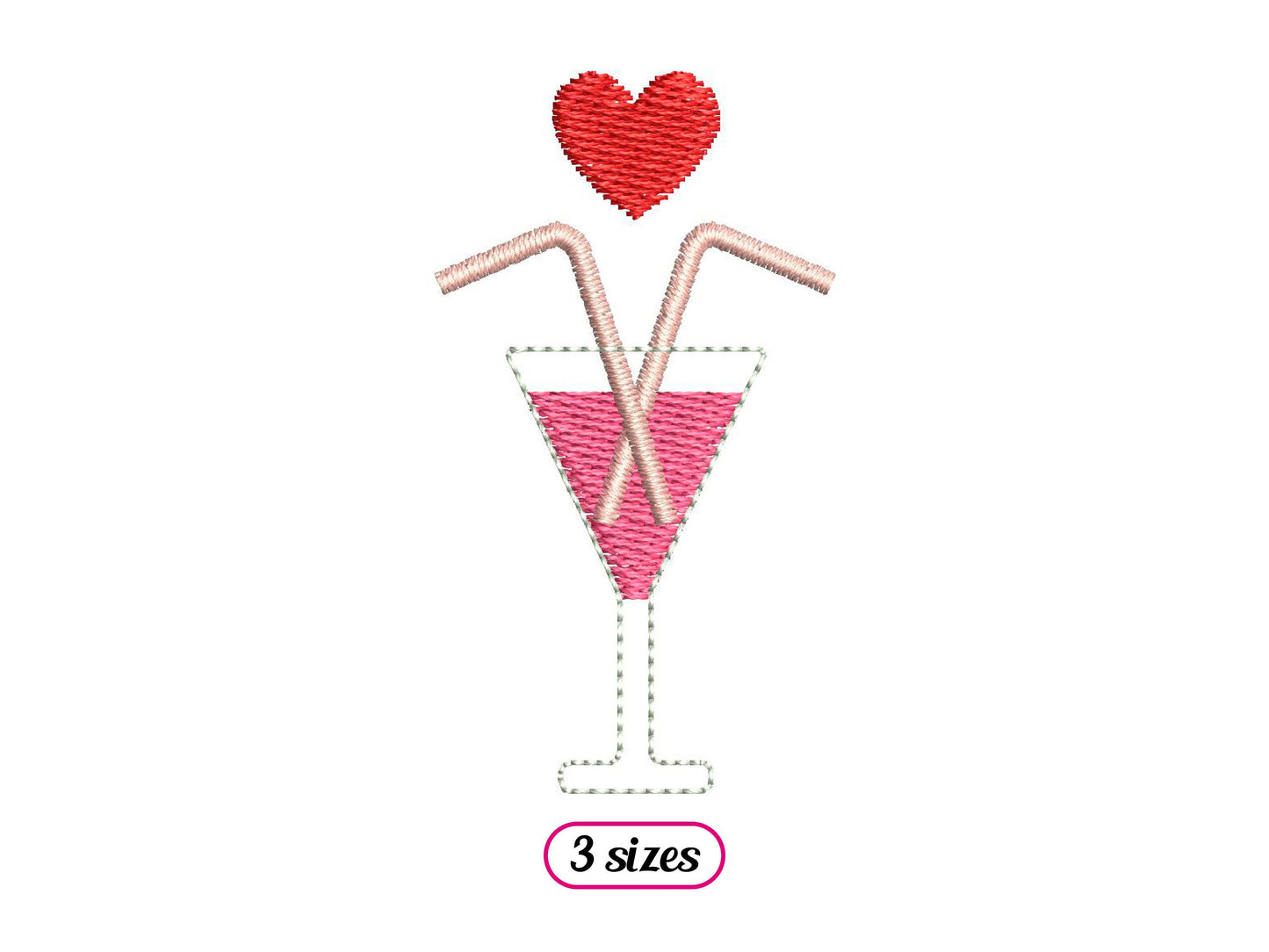 Mini Valentine Drink Embroidery design – Valentine Love Cocktail – Romantic Glass Heart - Lovers – Valentine Day - INSTANT DOWNLOAD File