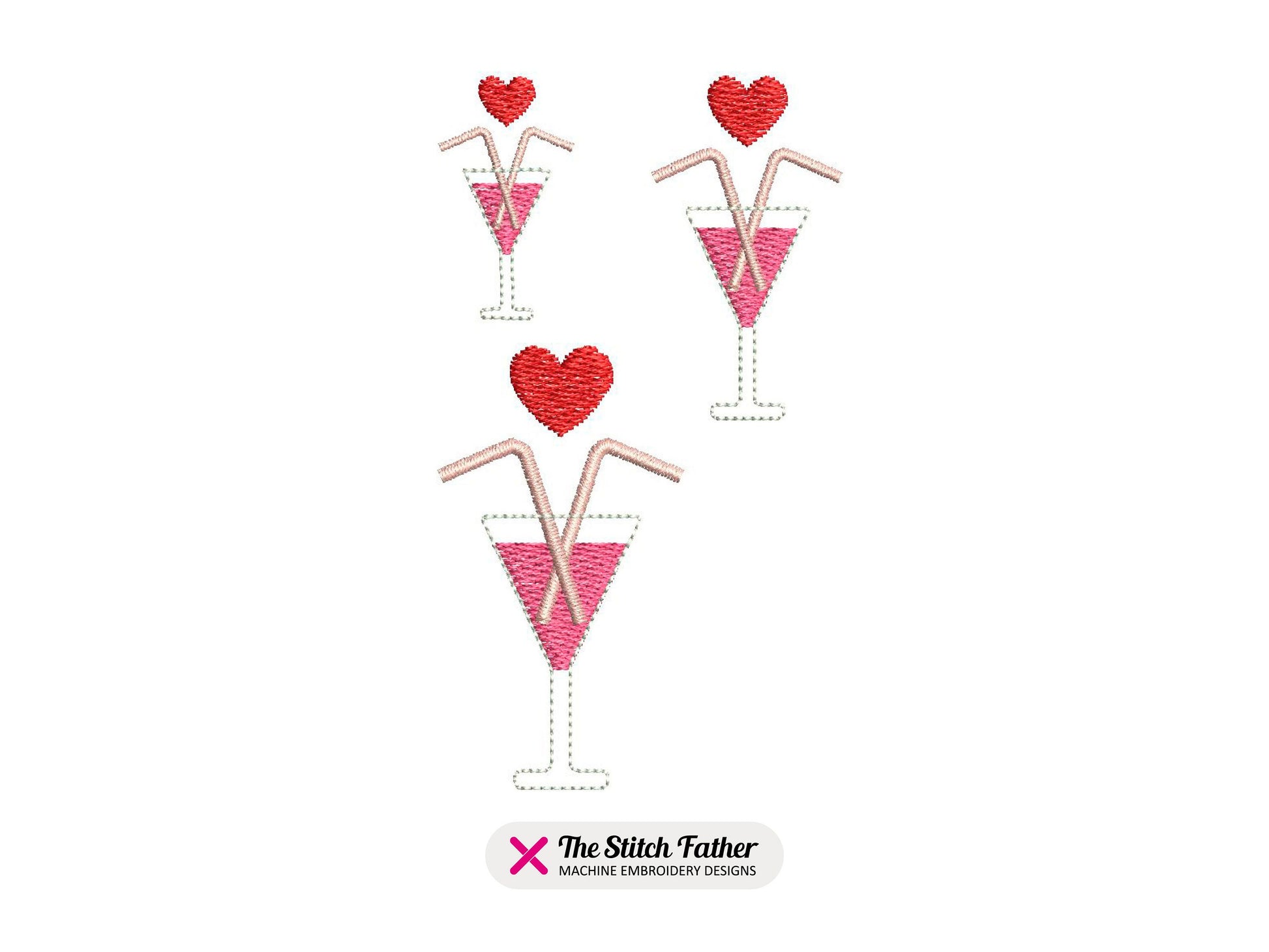 Mini Valentine Drink Embroidery design – Valentine Love Cocktail – Romantic Glass Heart - Lovers – Valentine Day - INSTANT DOWNLOAD File