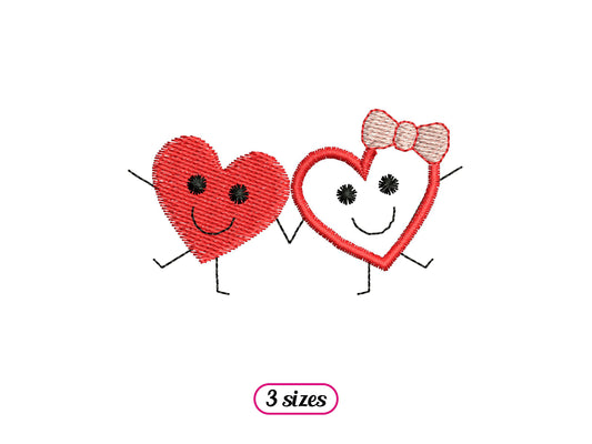 Mini Valentine Hearts Embroidery design – Cute Romantic Heart Couple Love Kawaii – Lovers – Valentine Day Date - INSTANT DOWNLOAD File