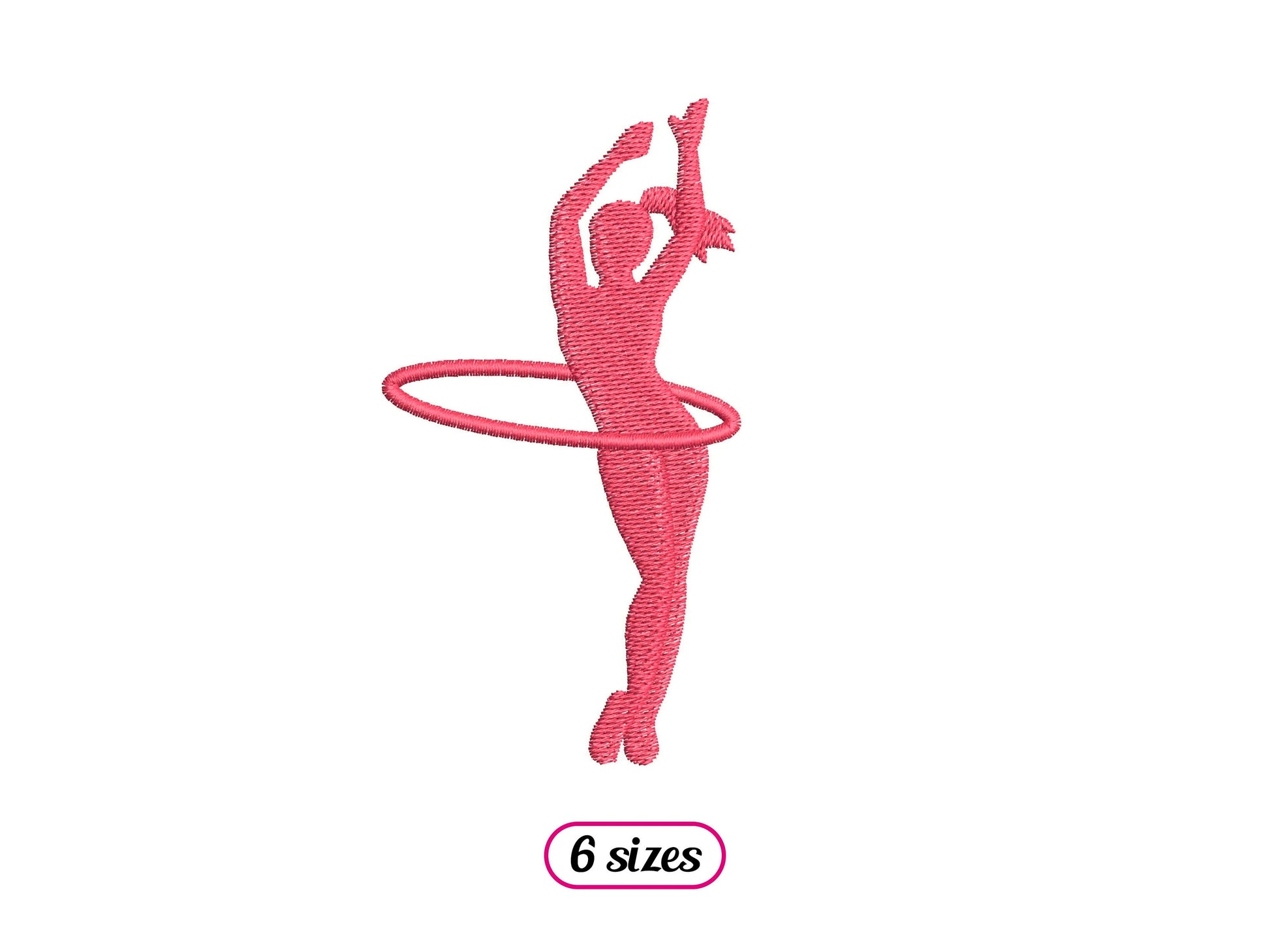Hula Hoop Standing Girl Silhouette Machine Embroidery design - 6 sizes - INSTANT DOWNLOAD