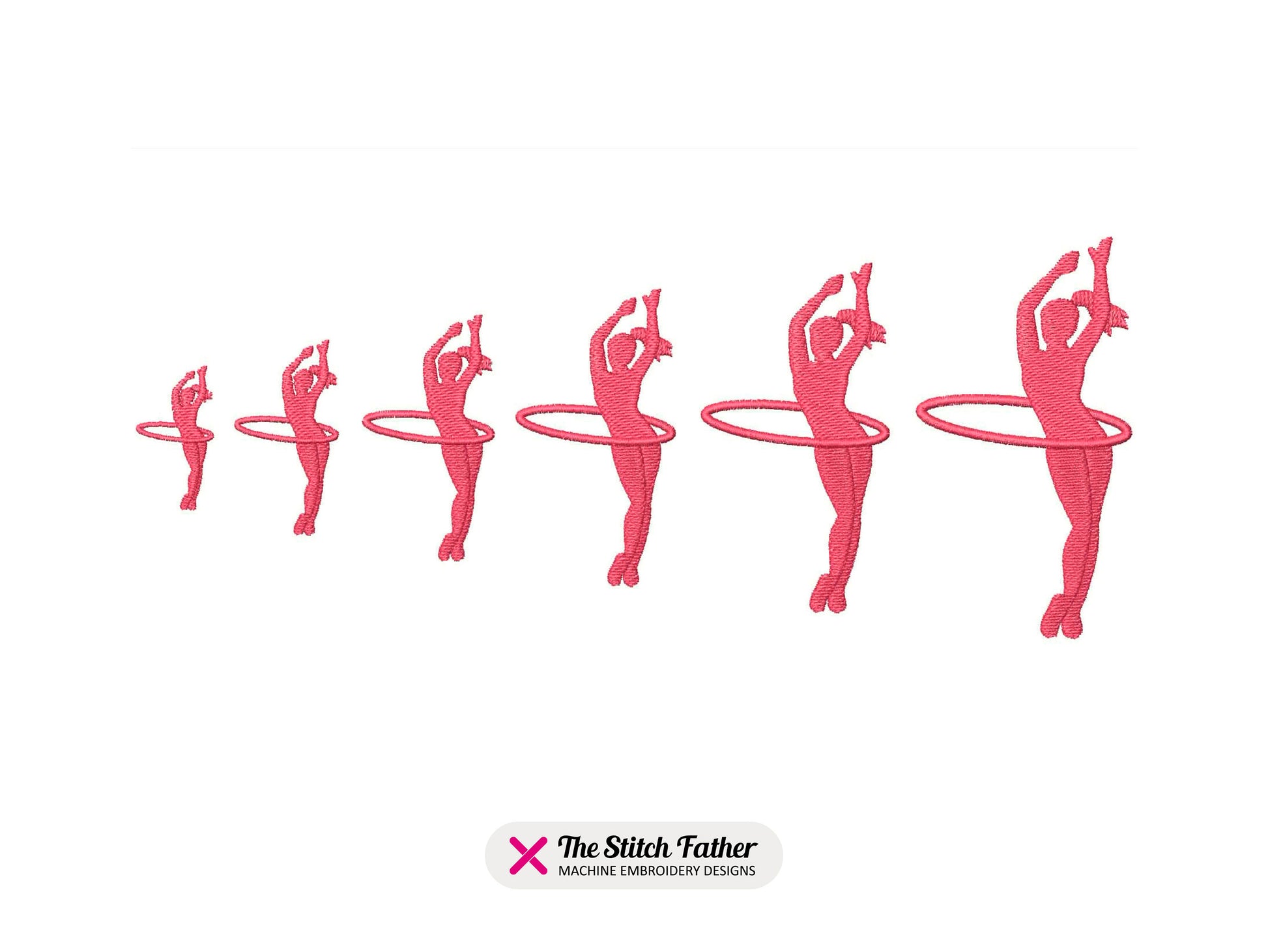 Hula Hoop Standing Girl Silhouette Machine Embroidery design - 6 sizes - INSTANT DOWNLOAD