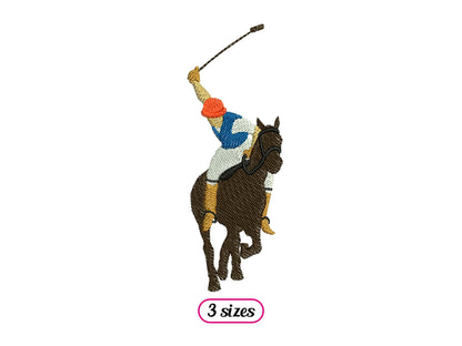 Polo Player on Horse Machine Embroidery design - 3 sizes - INSTANT DOWNLOAD