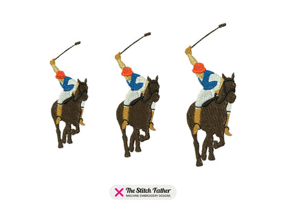 Polo Player on Horse Machine Embroidery design - 3 sizes - INSTANT DOWNLOAD